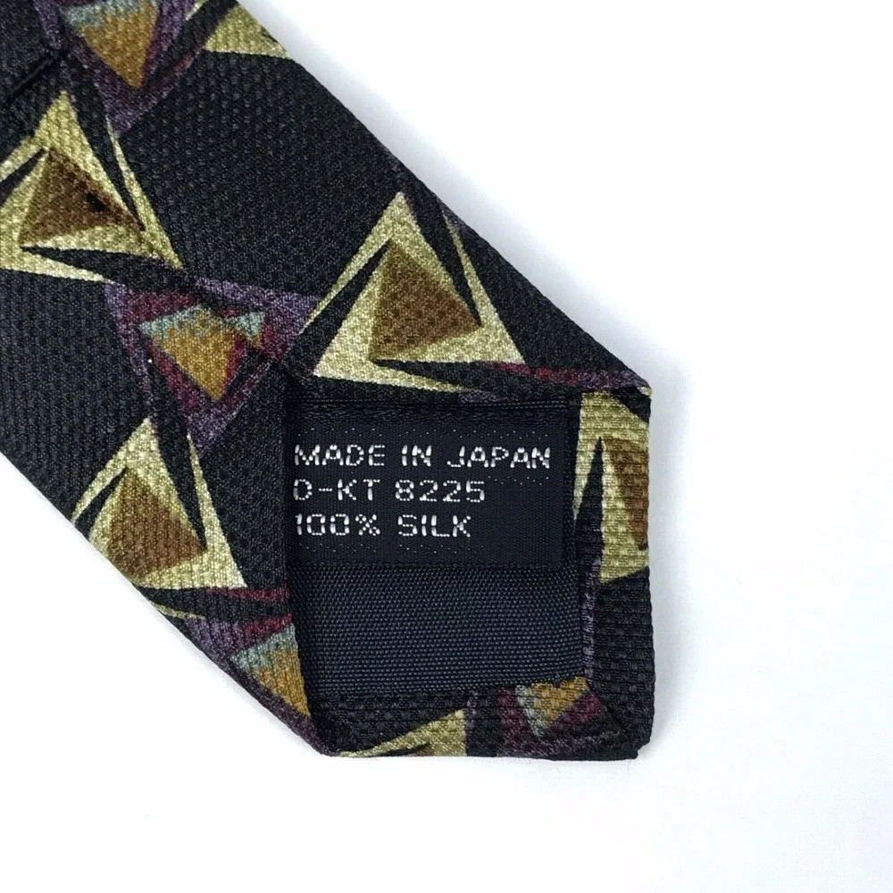 Jhane Barnes Luxury Tie Men's Purple Beige Print Geometric Fine Necktie JAPAN